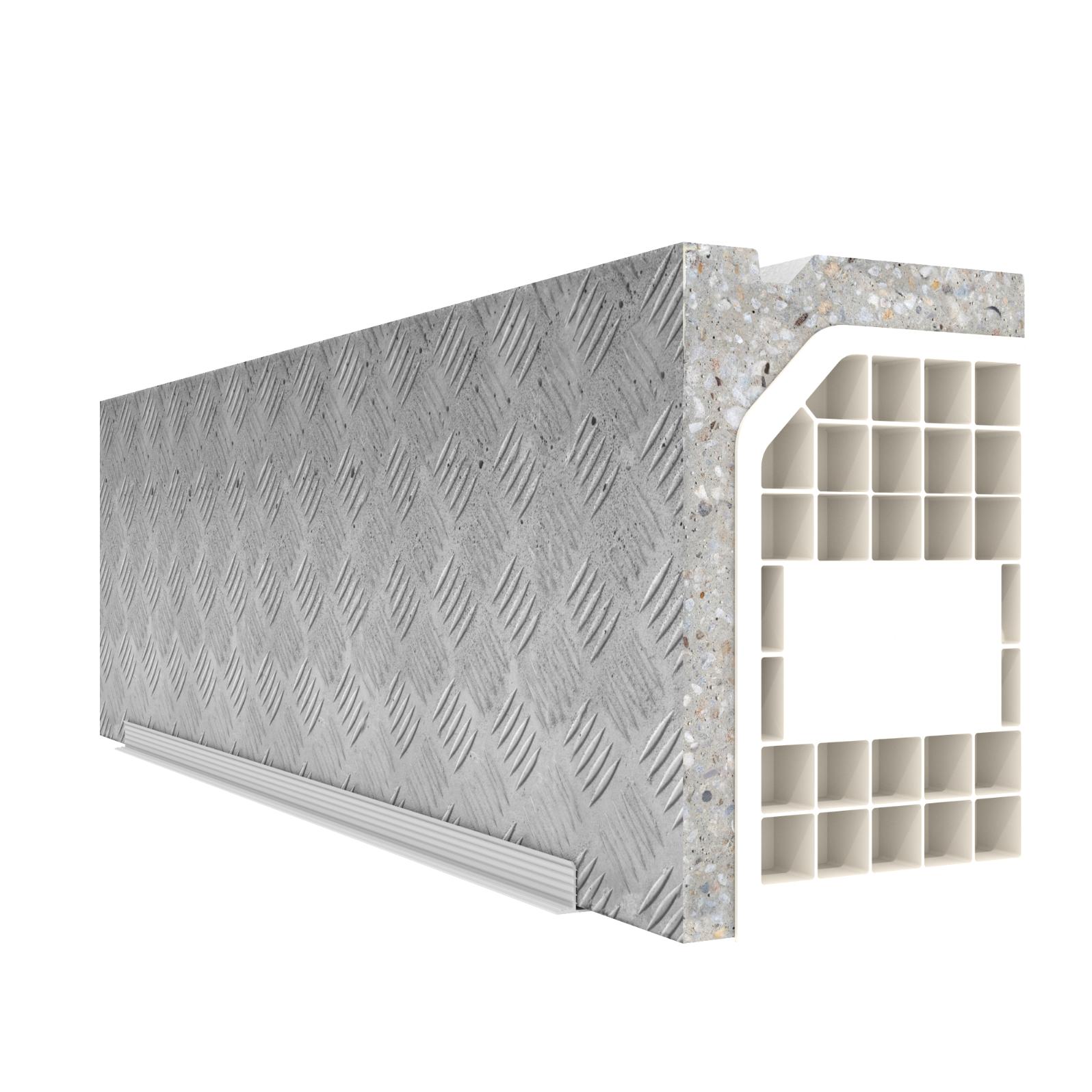 Coffre demi-linteau béton, béton léger